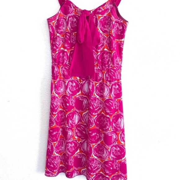 Adorable & Versatile Magenta Pink 🌸Floral Strapless Neck Tie Tory Burch Dress - Picture 2 of 15